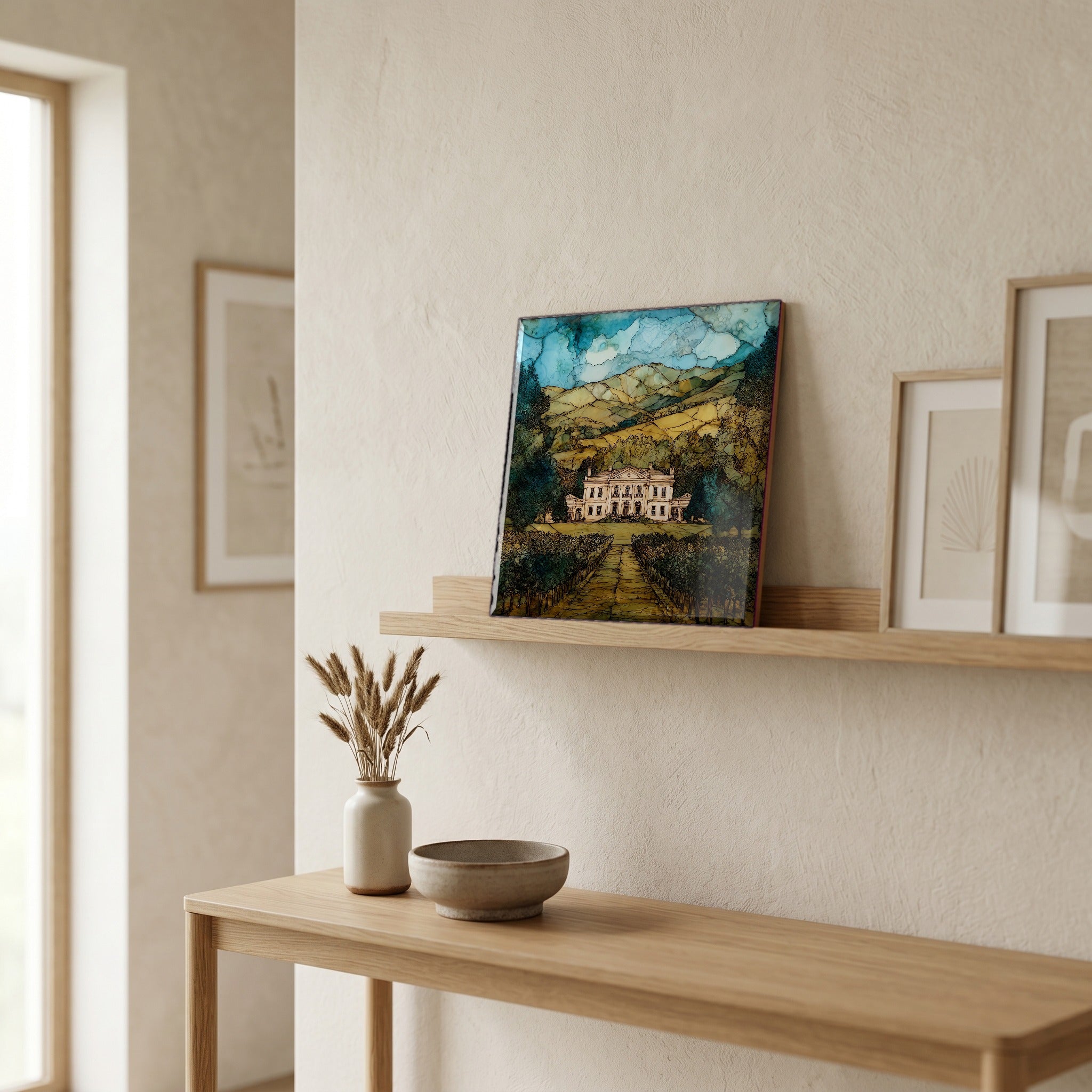 In the entryway, first thing you see.