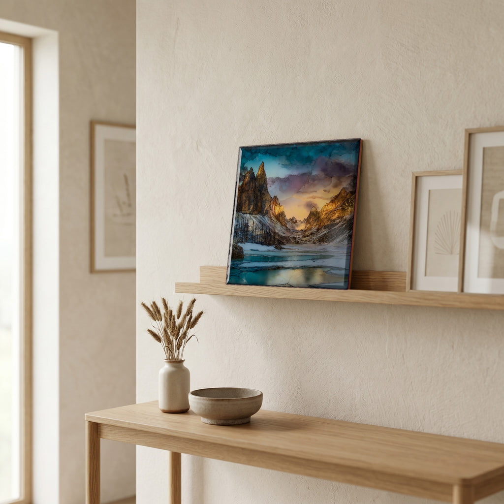 On a picture ledge, where the light comes in.