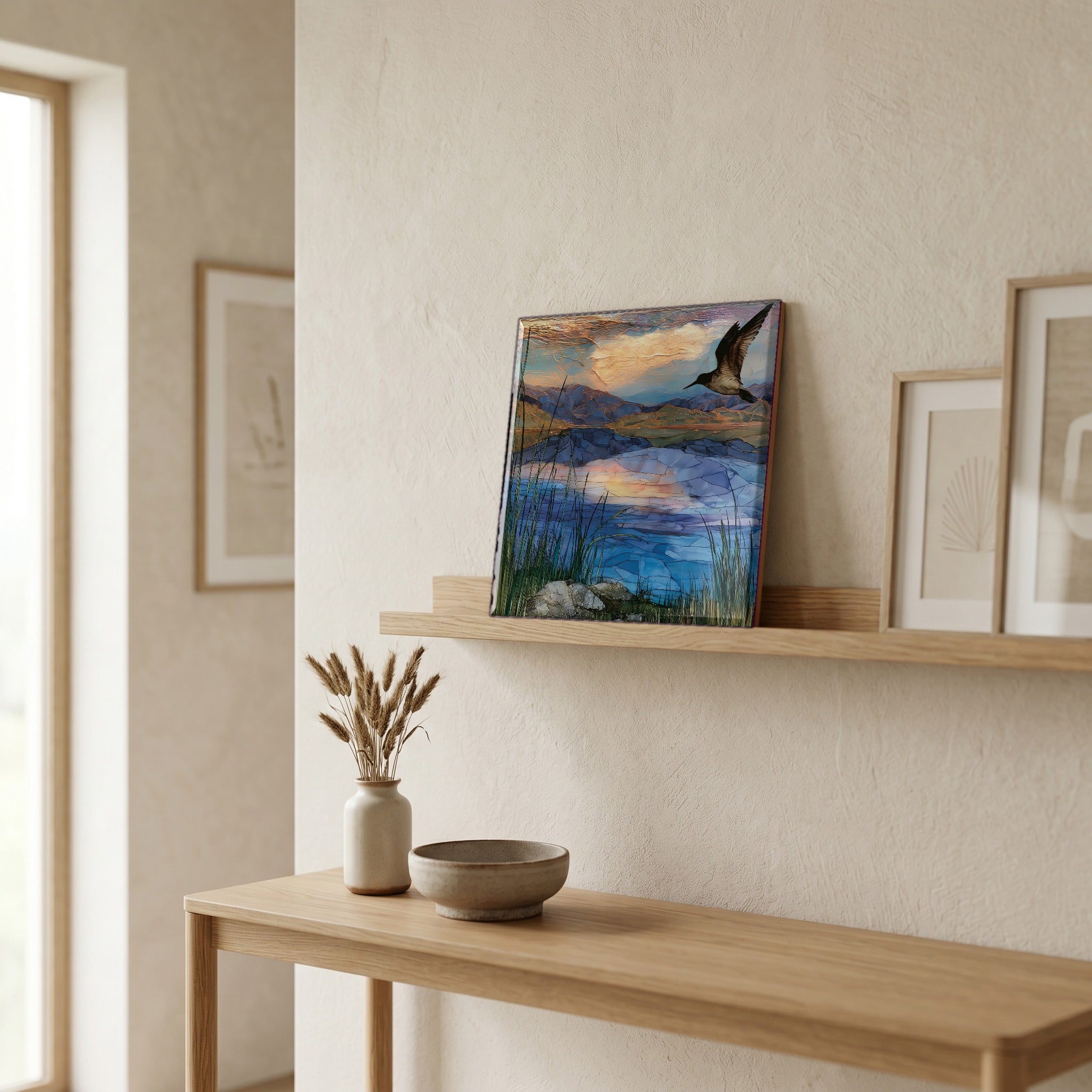 In the entryway, first thing you see.