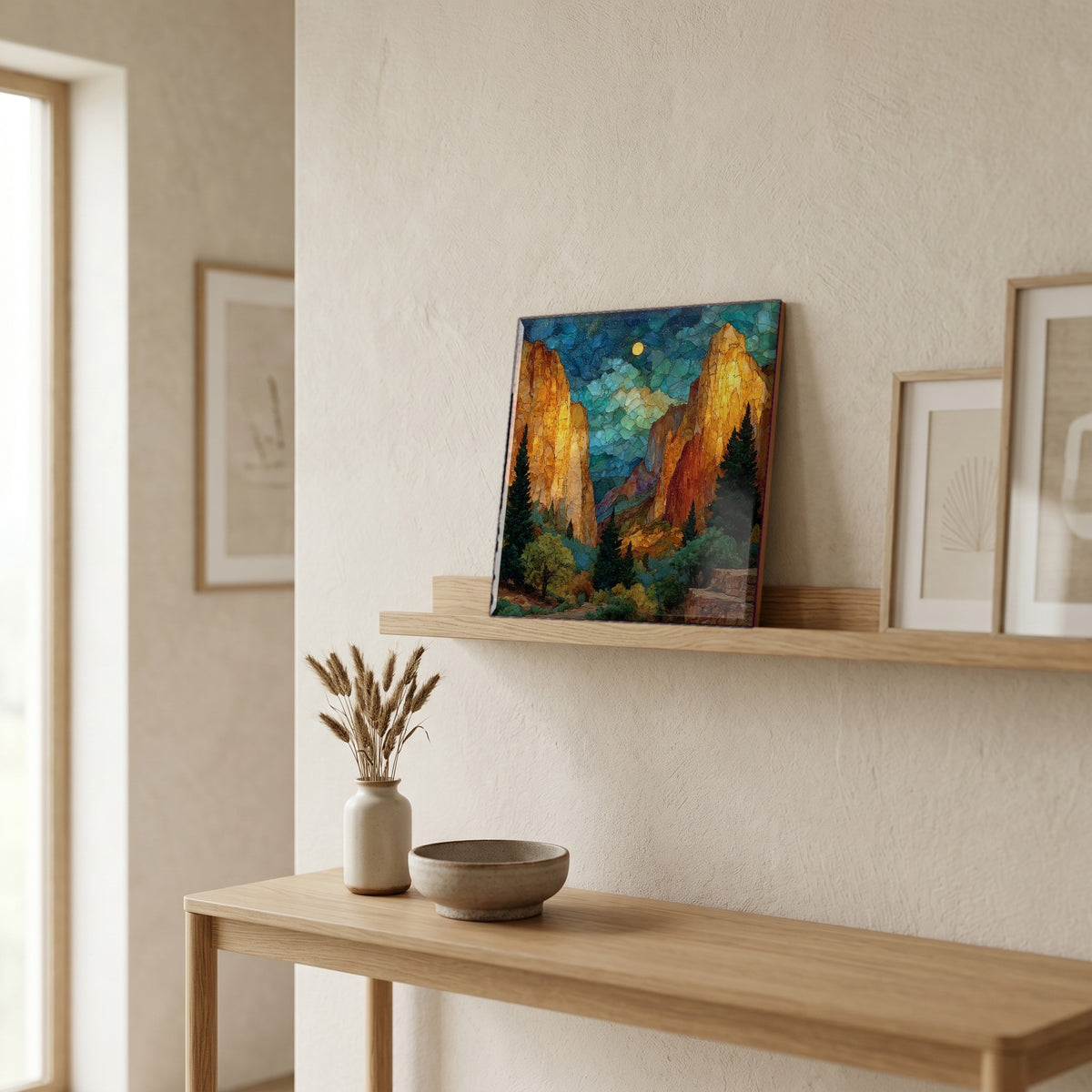 In the entryway, first thing you see.