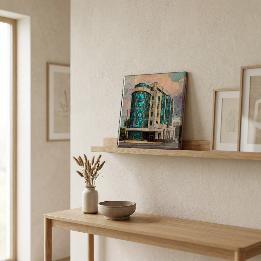 In the entryway, first thing you see.