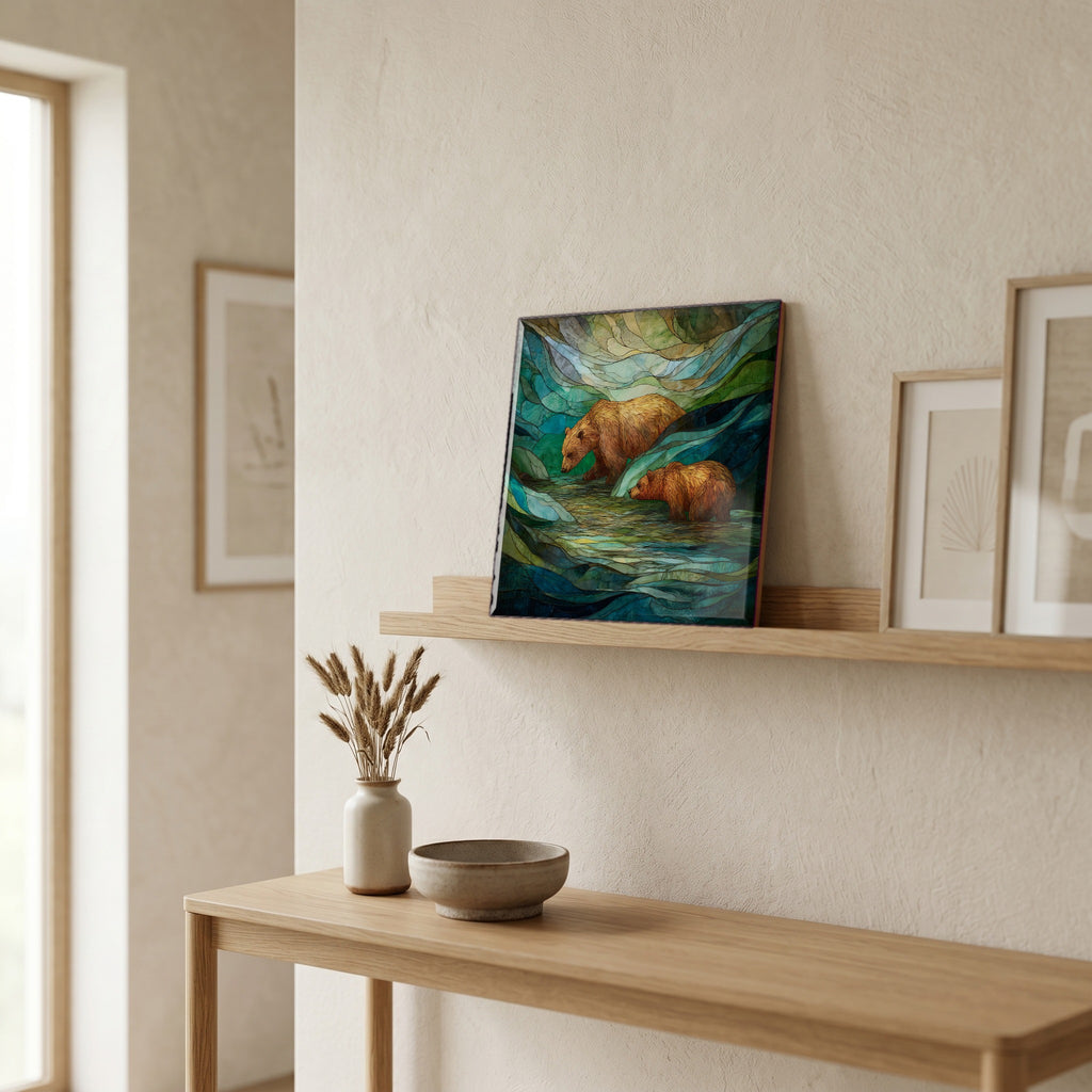 In the entryway, first thing you see.