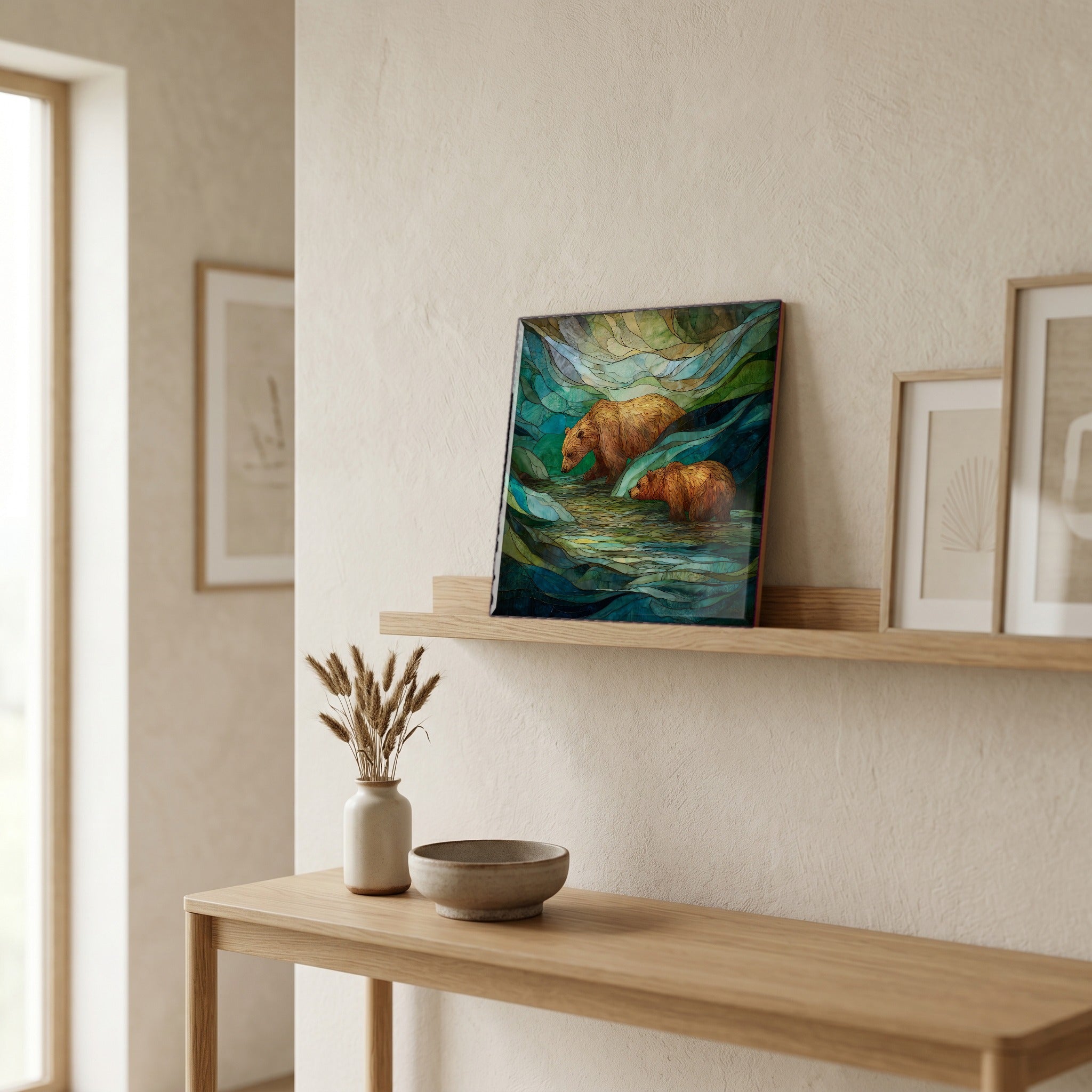 In the entryway, first thing you see.