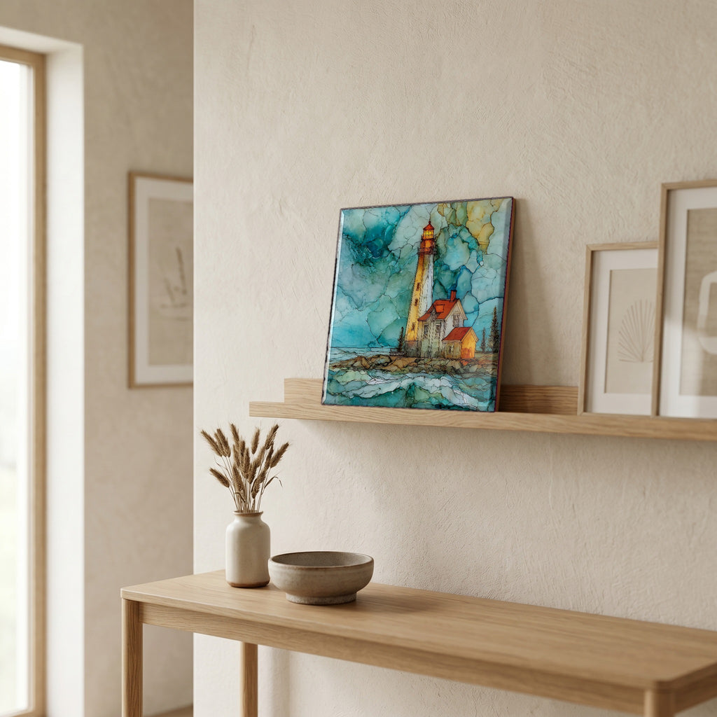 In the entryway, first thing you see.