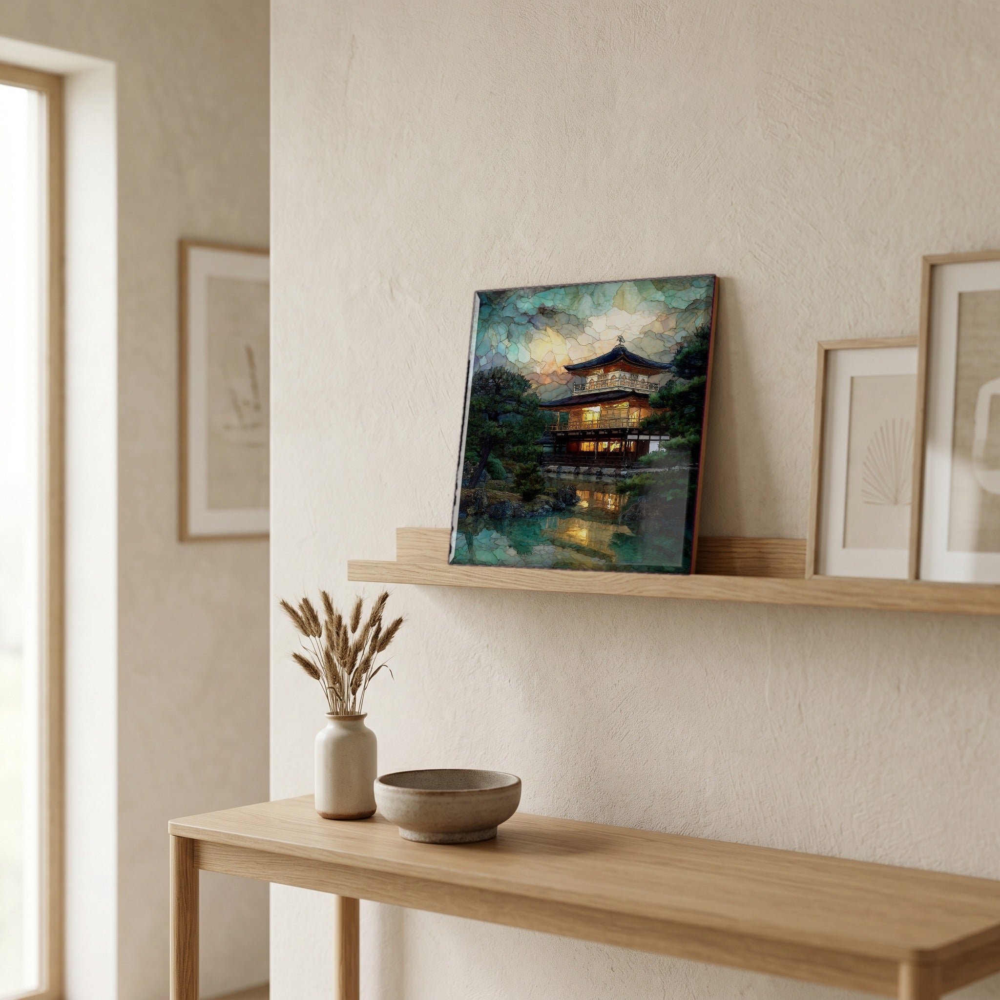In the entryway, first thing you see.