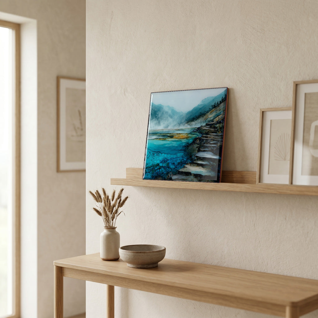 In the entryway, first thing you see.