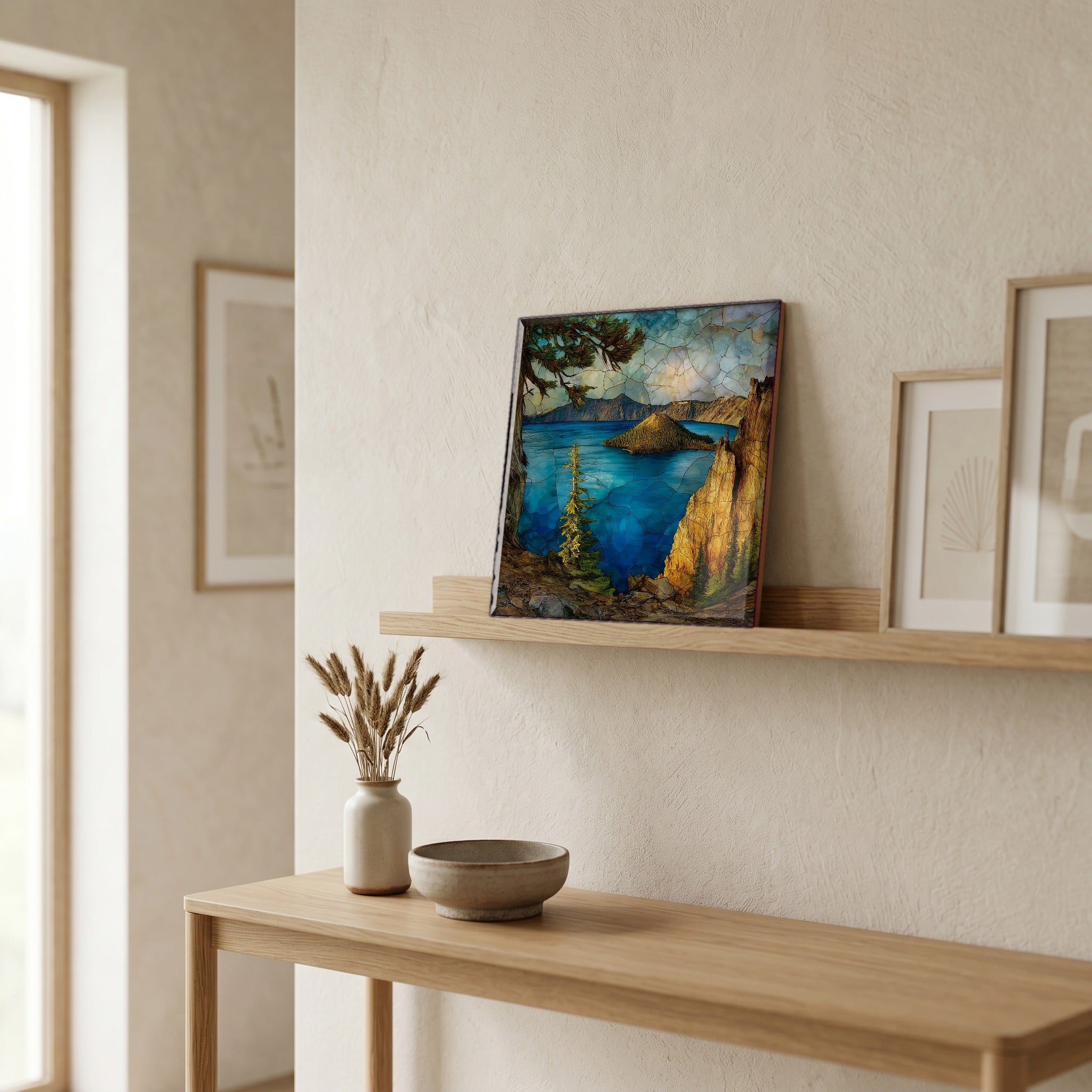 In the entryway, first thing you see.