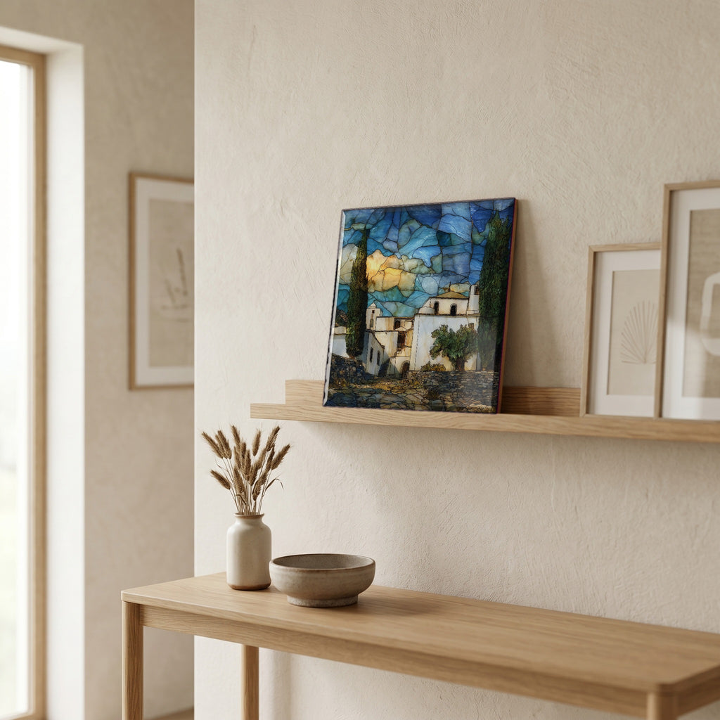 In the entryway, first thing you see.