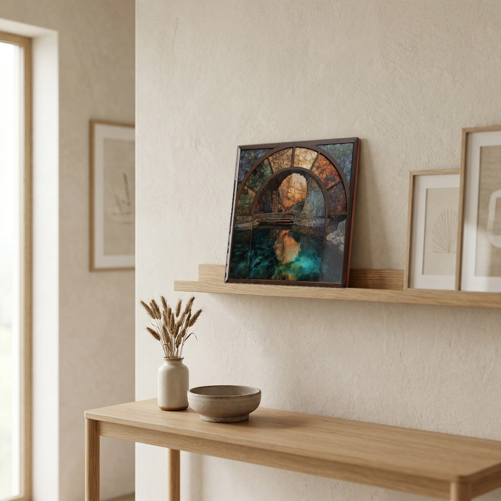 In the entryway, first thing you see.