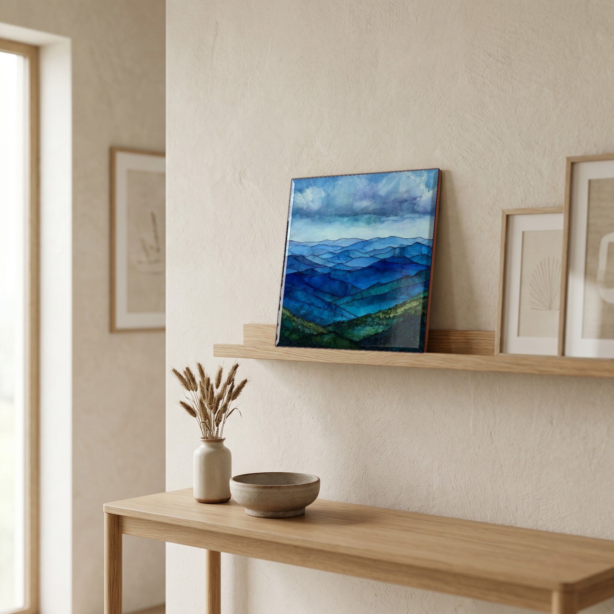 In the entryway, first thing you see.