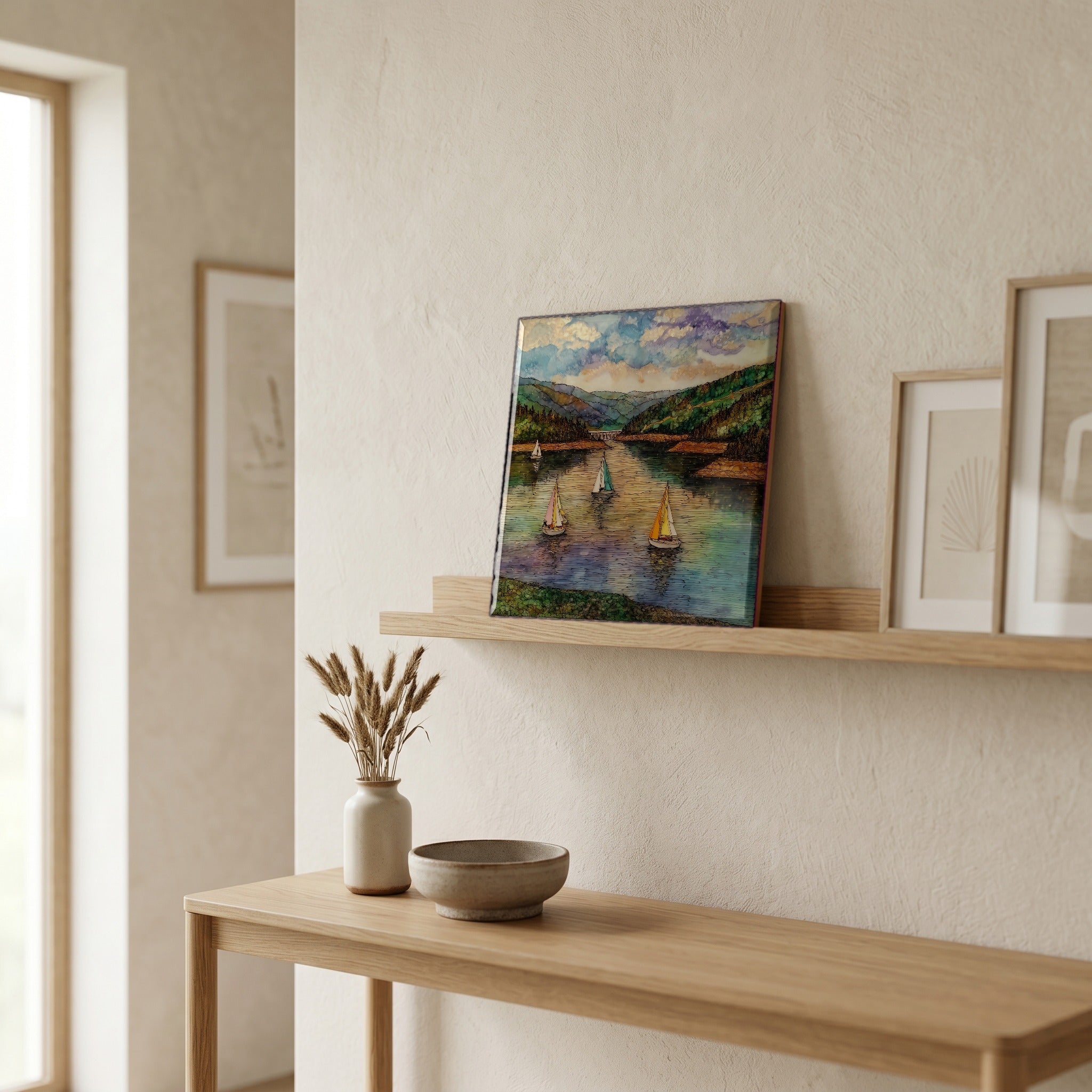 In the entryway, first thing you see.