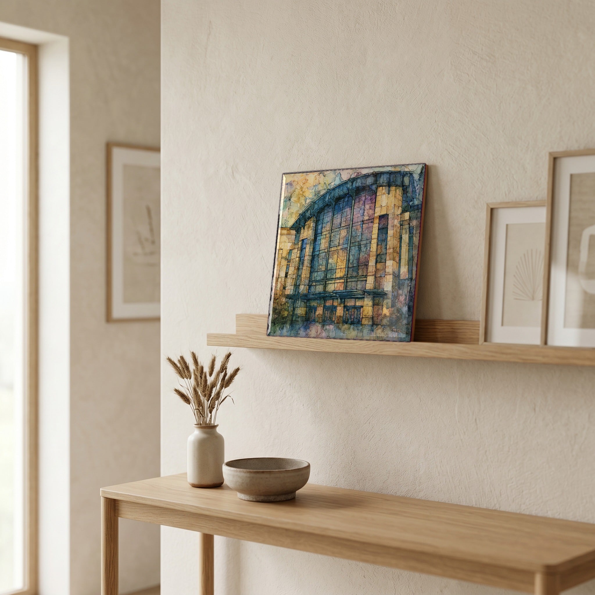 In the entryway, first thing you see.