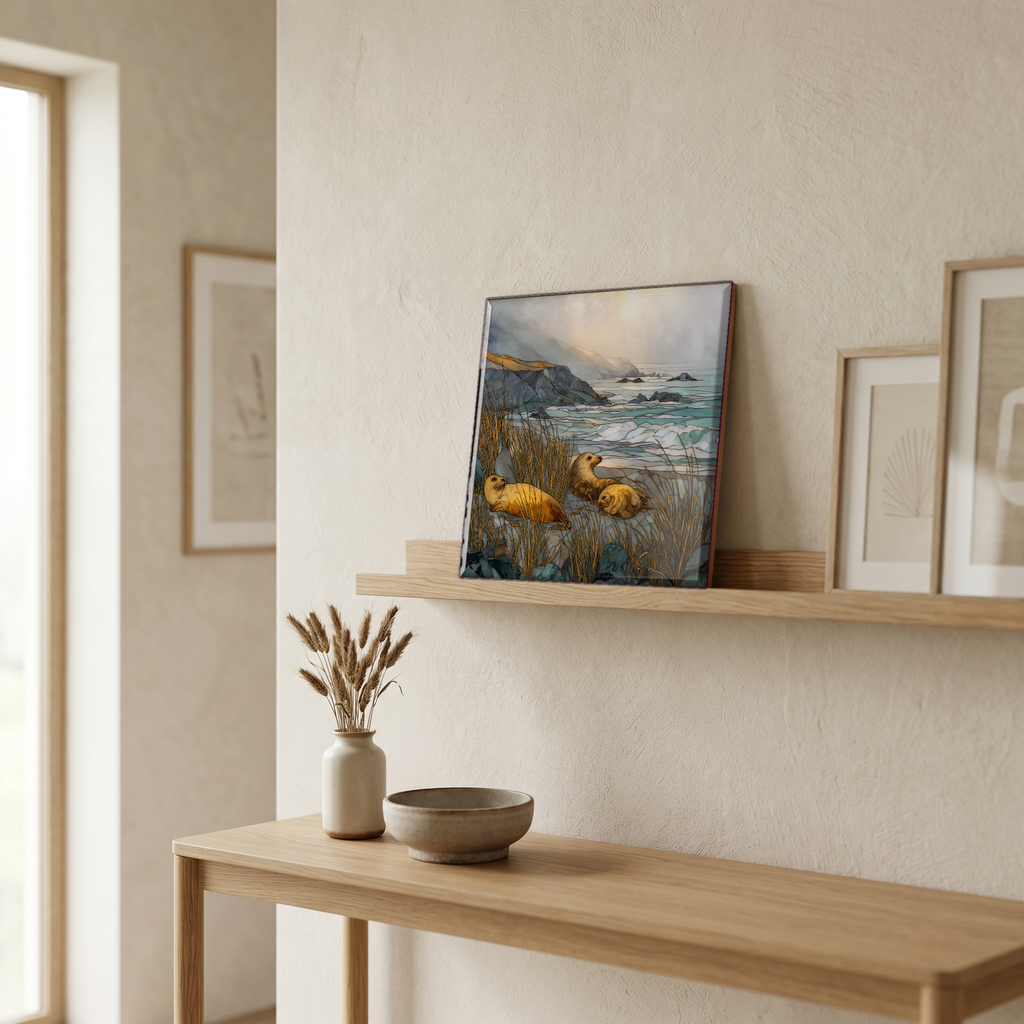 In the entryway, first thing you see.