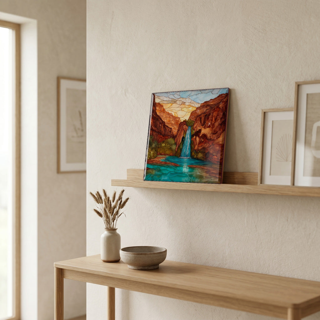 In the entryway, first thing you see.