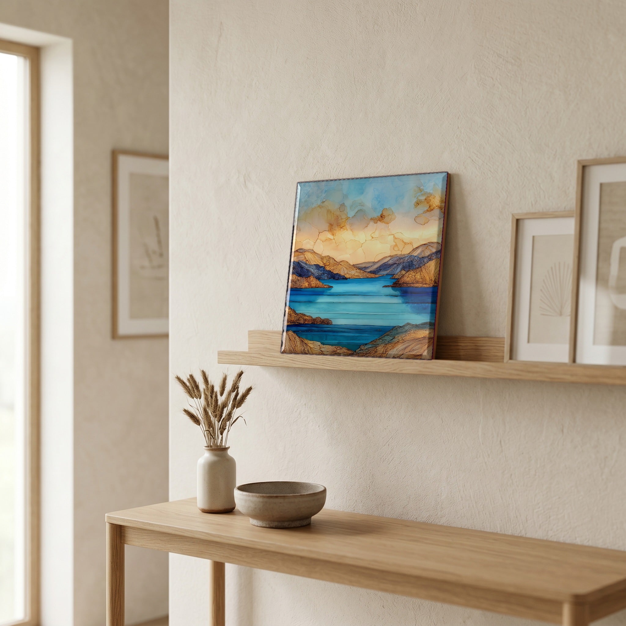 In the entryway, first thing you see.