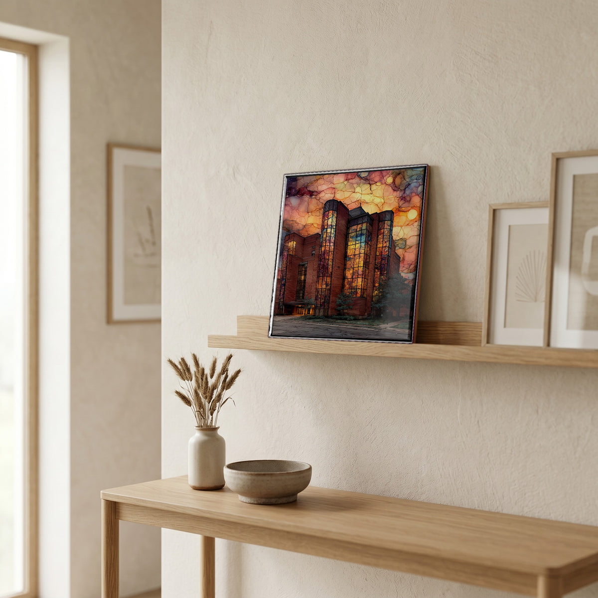 In the entryway, first thing you see.
