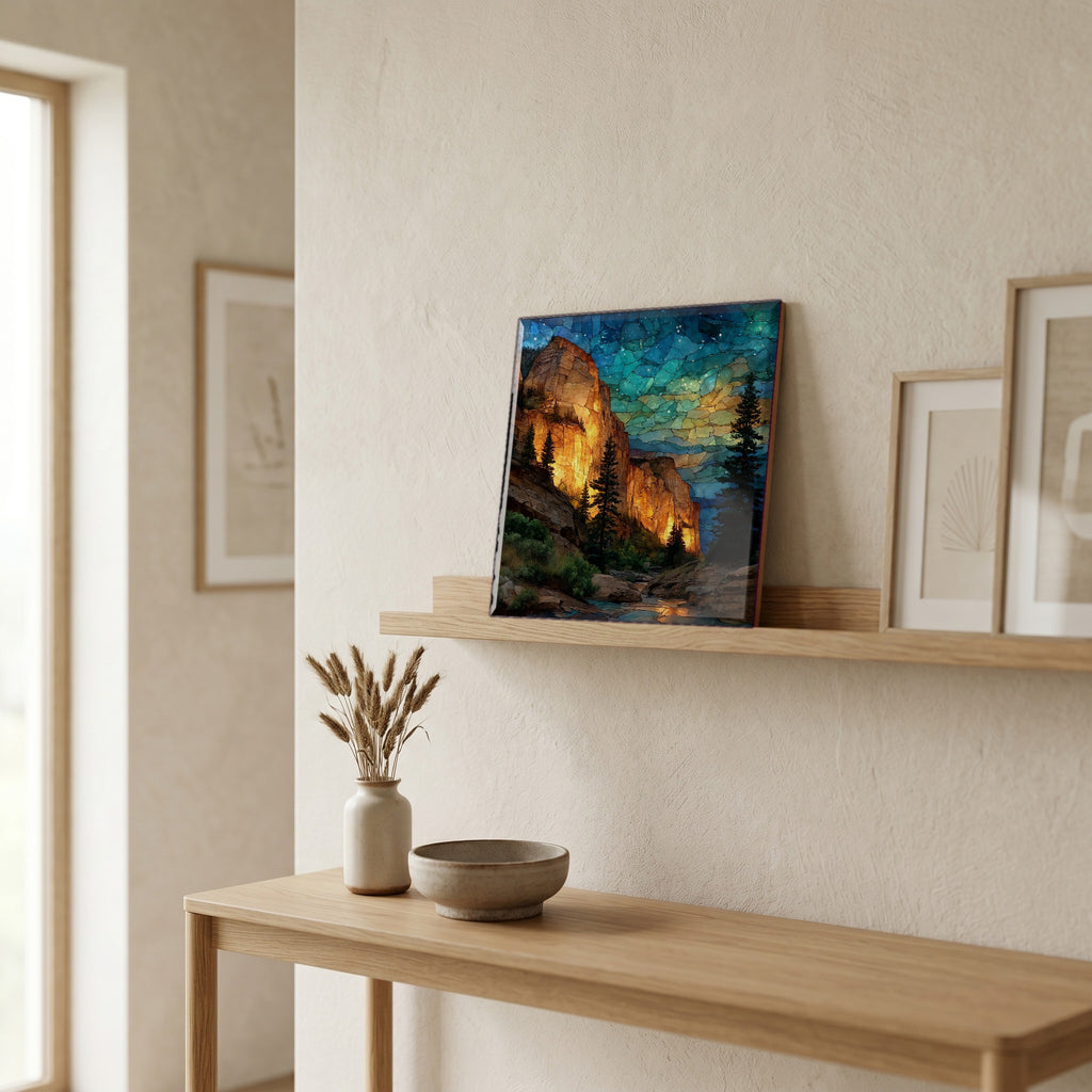 In the entryway, first thing you see.