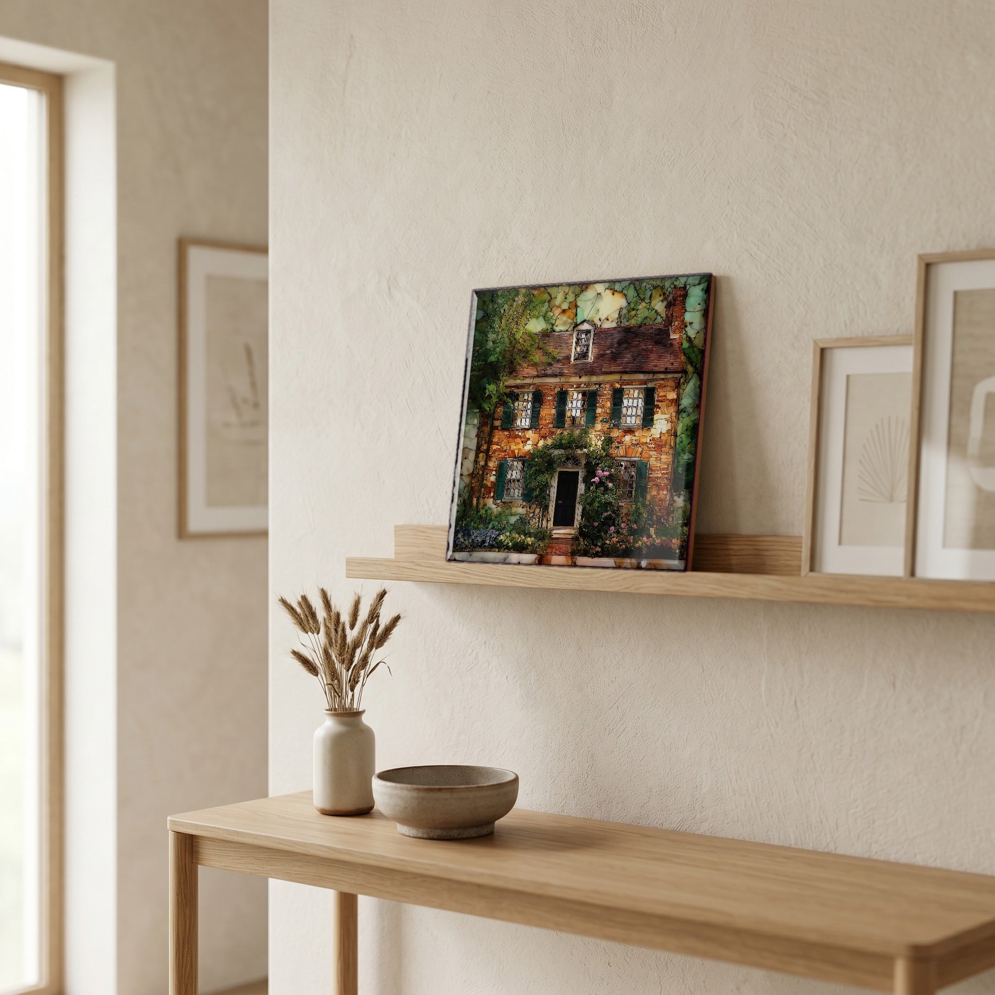 In the entryway, first thing you see.