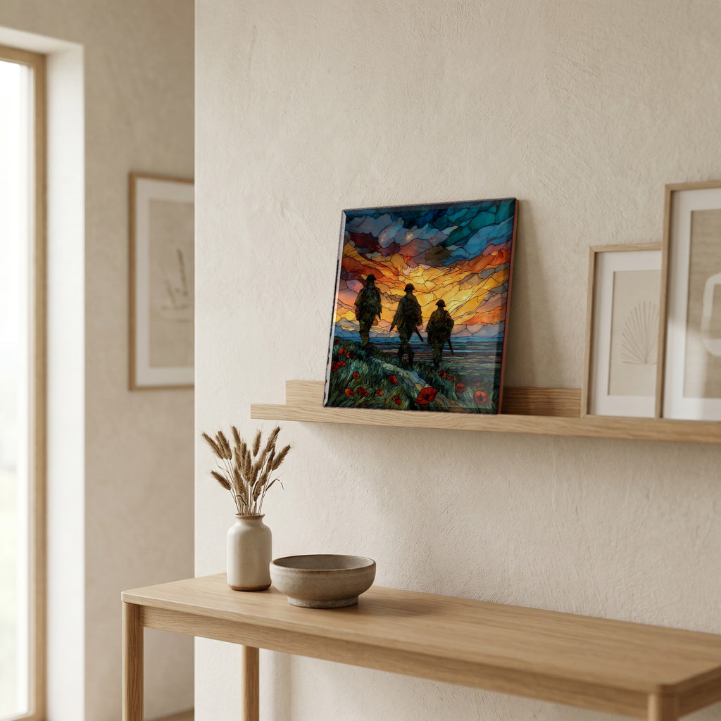 On a picture ledge, where the light comes in.
