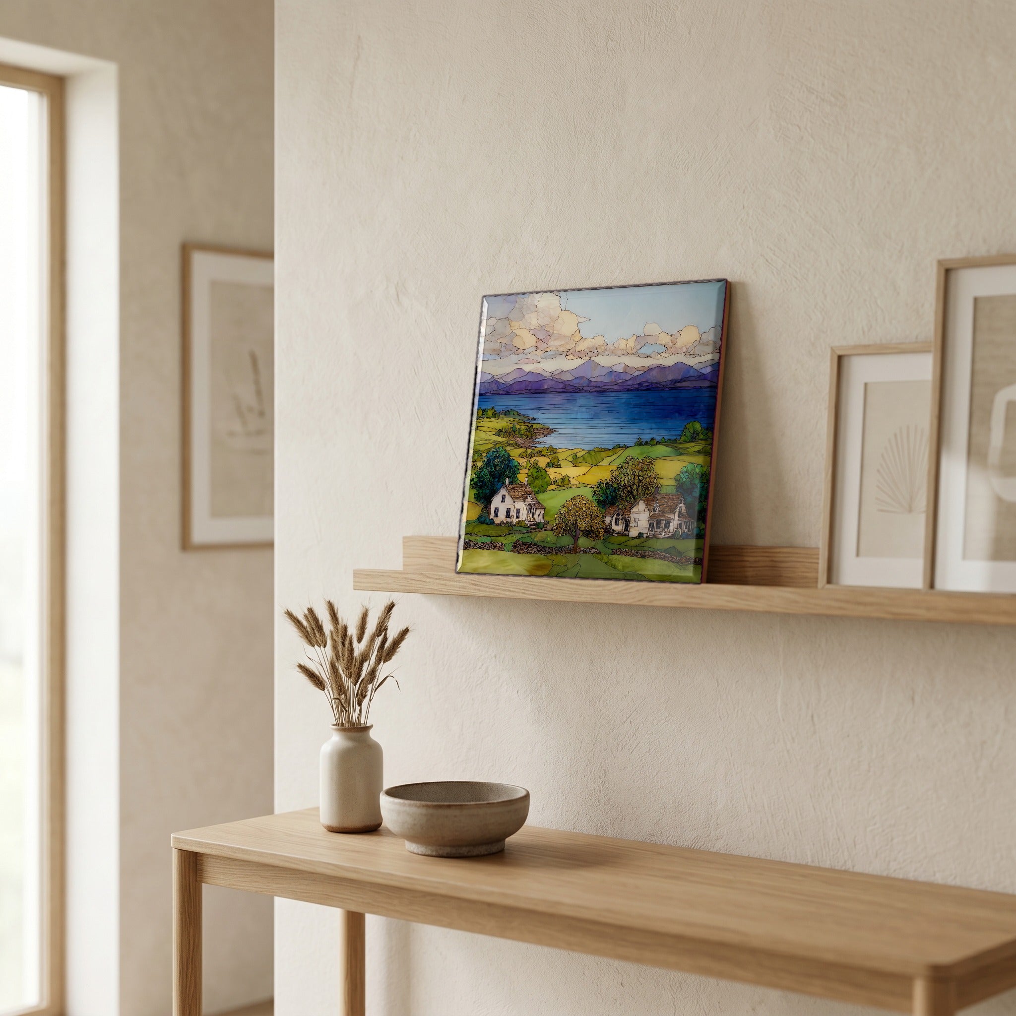 In the entryway, first thing you see.