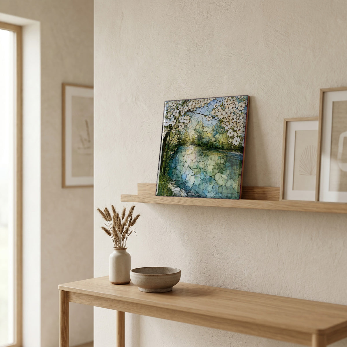 In the entryway, first thing you see.