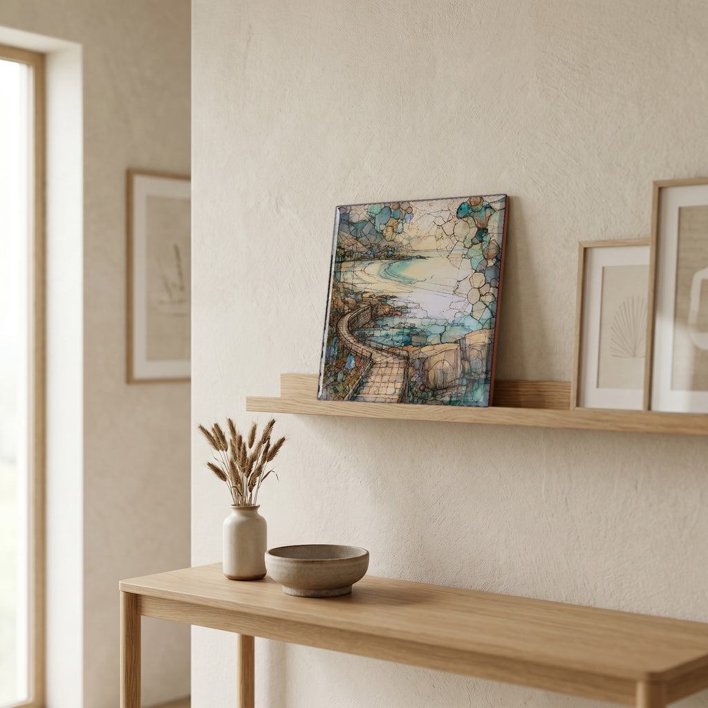 In the entryway, first thing you see.