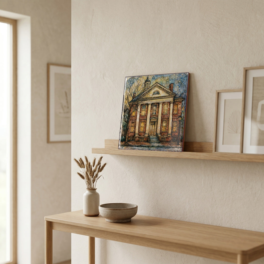 In the entryway, first thing you see.