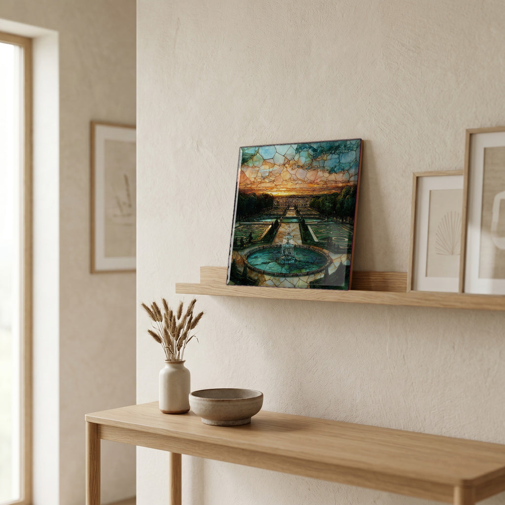 On a picture ledge, where the light comes in.
