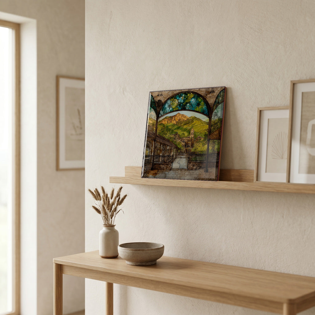 In the entryway, first thing you see.