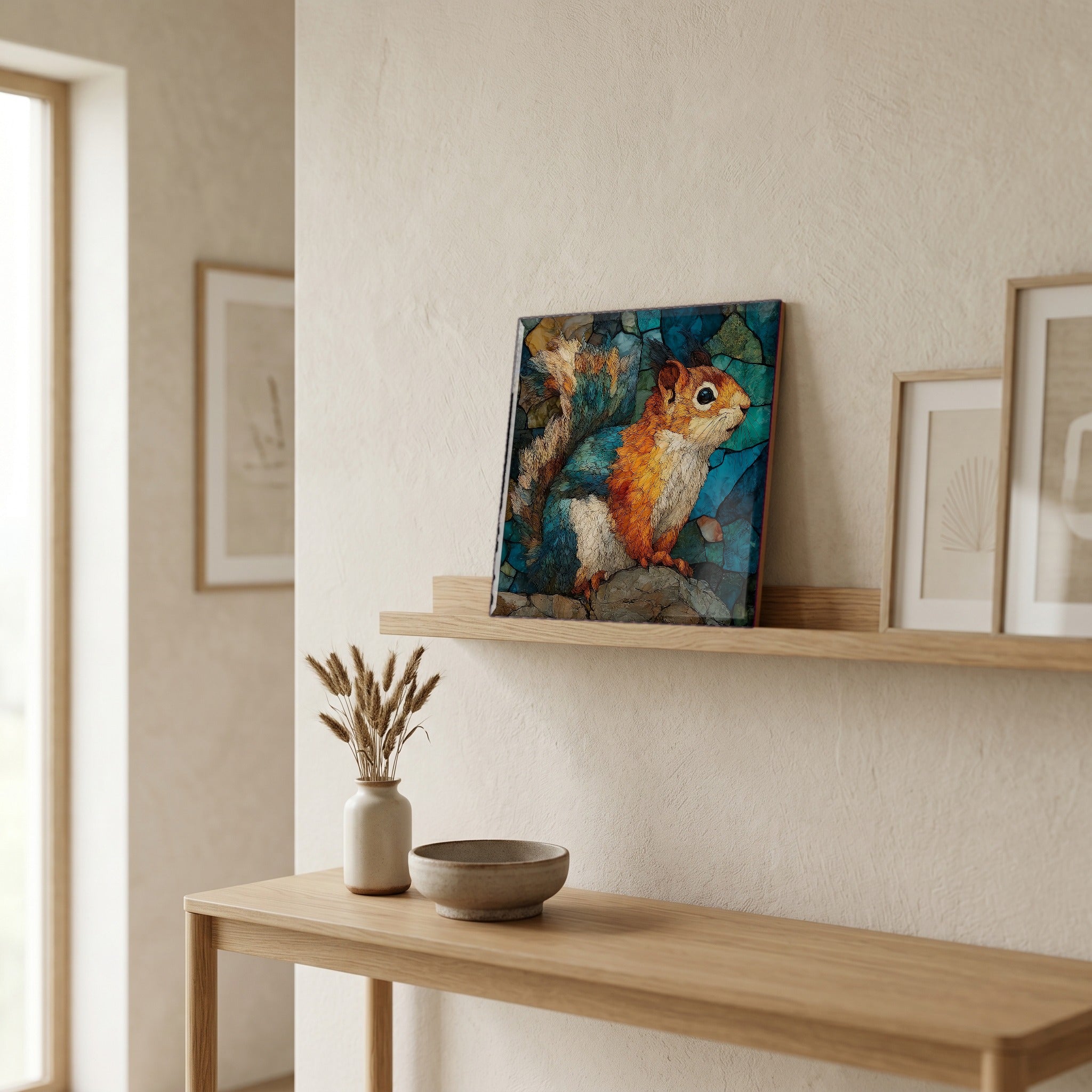 In the entryway, first thing you see.