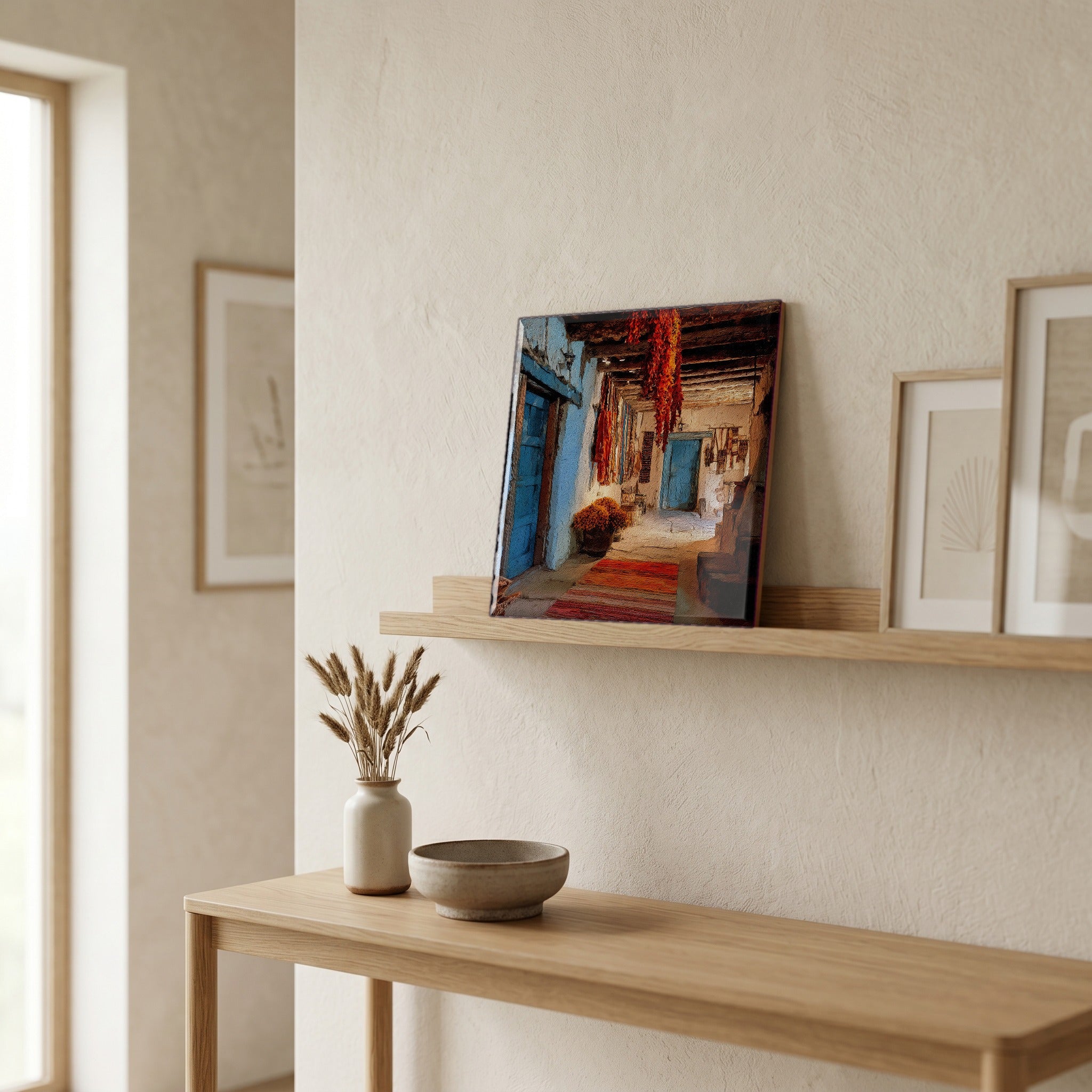 In the entryway, first thing you see.
