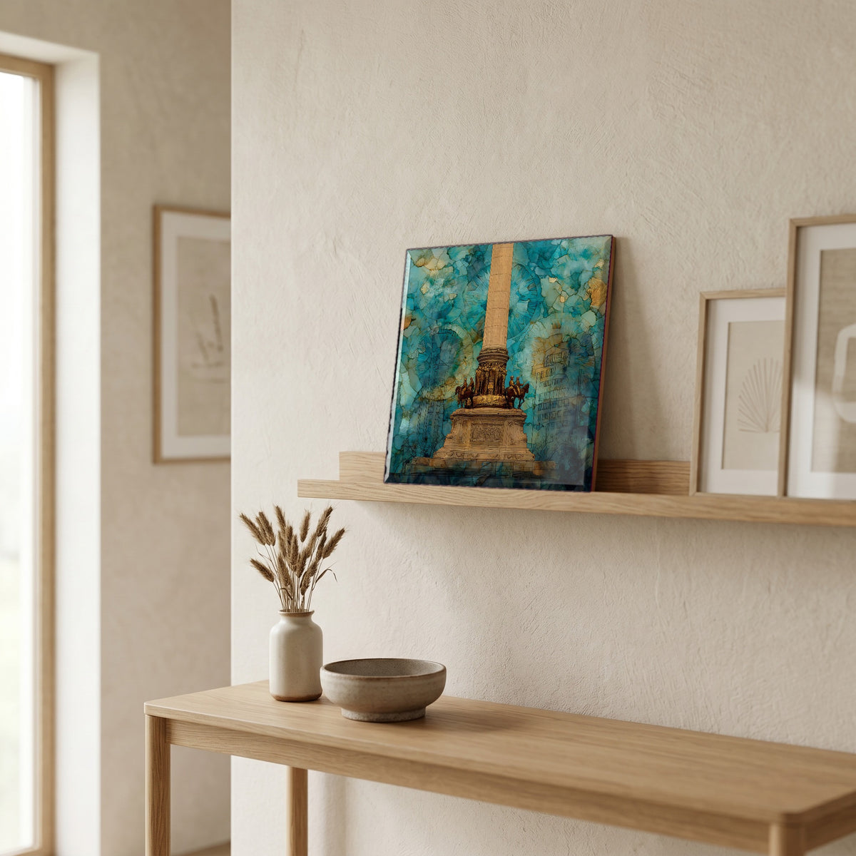In the entryway, first thing you see.
