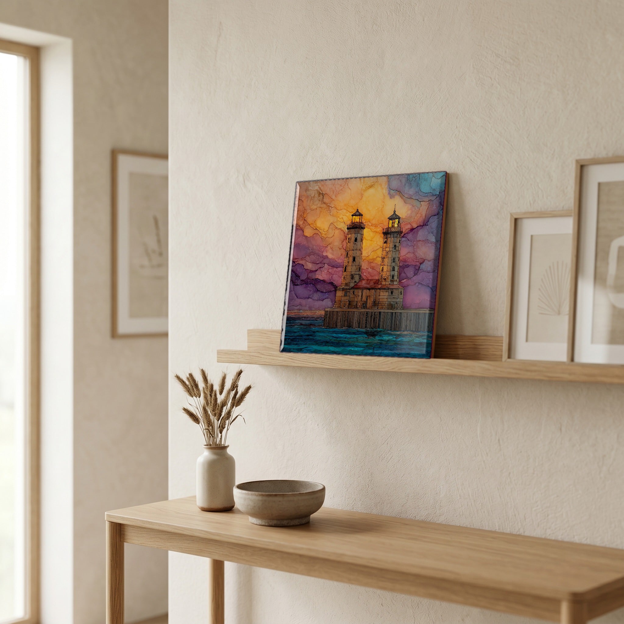 In the entryway, first thing you see.