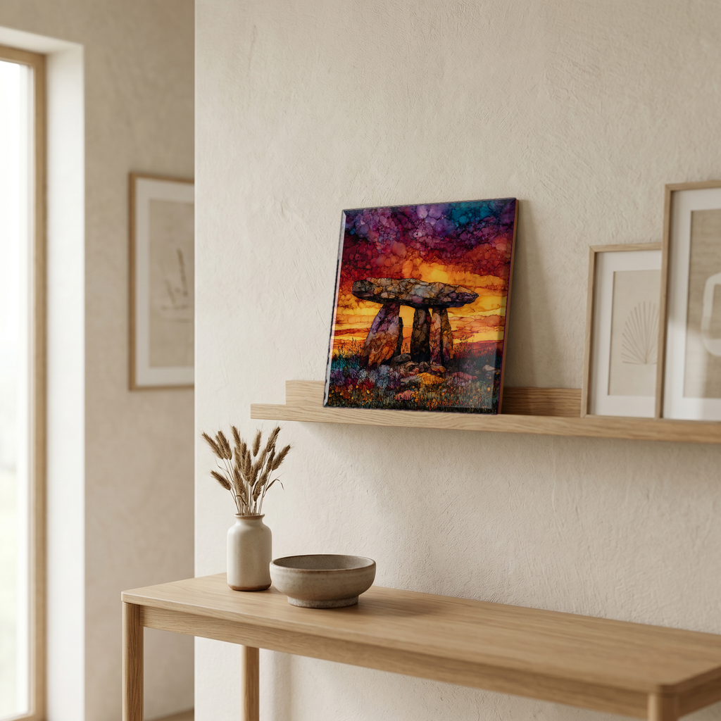 On a picture ledge, where the light comes in.