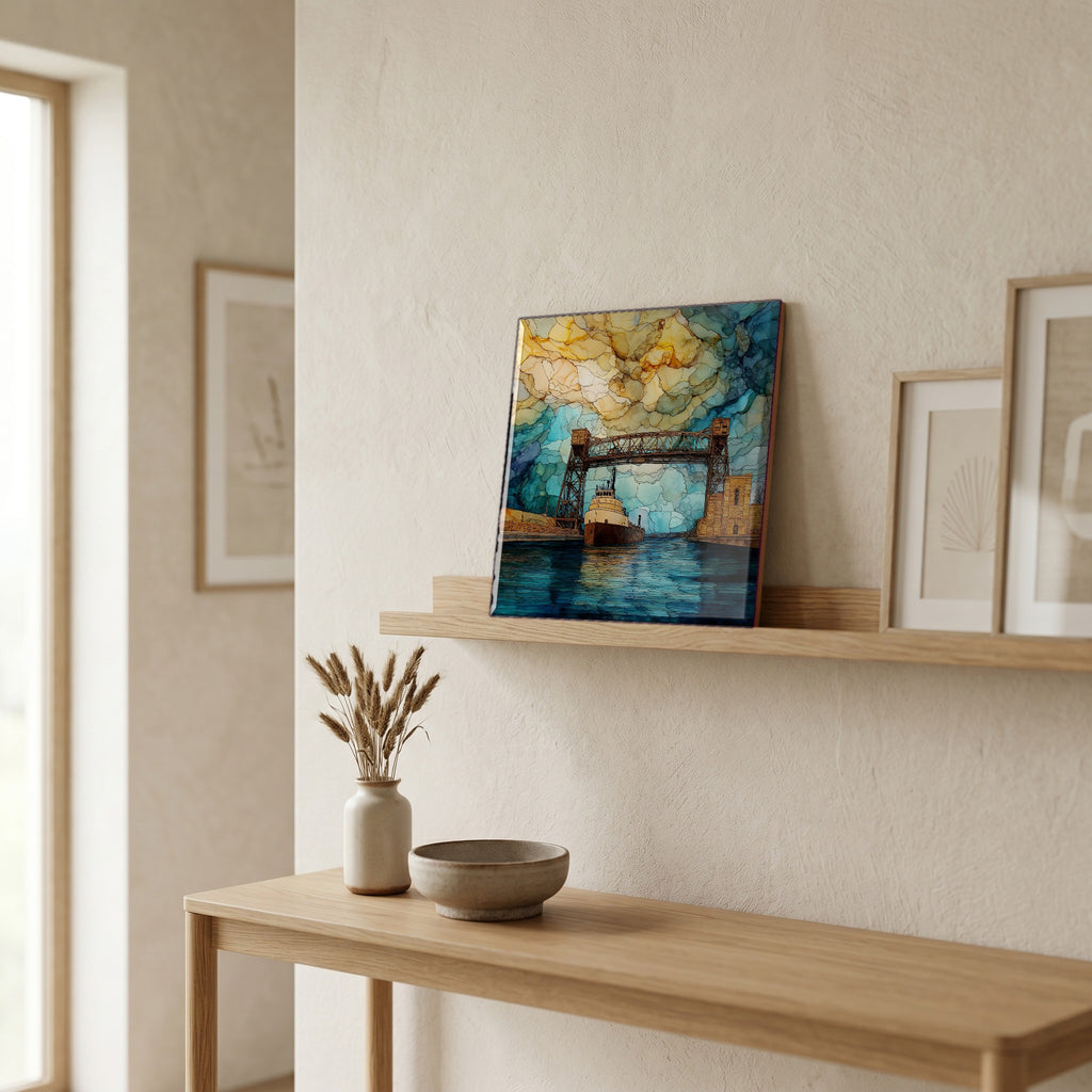 In the entryway, first thing you see.