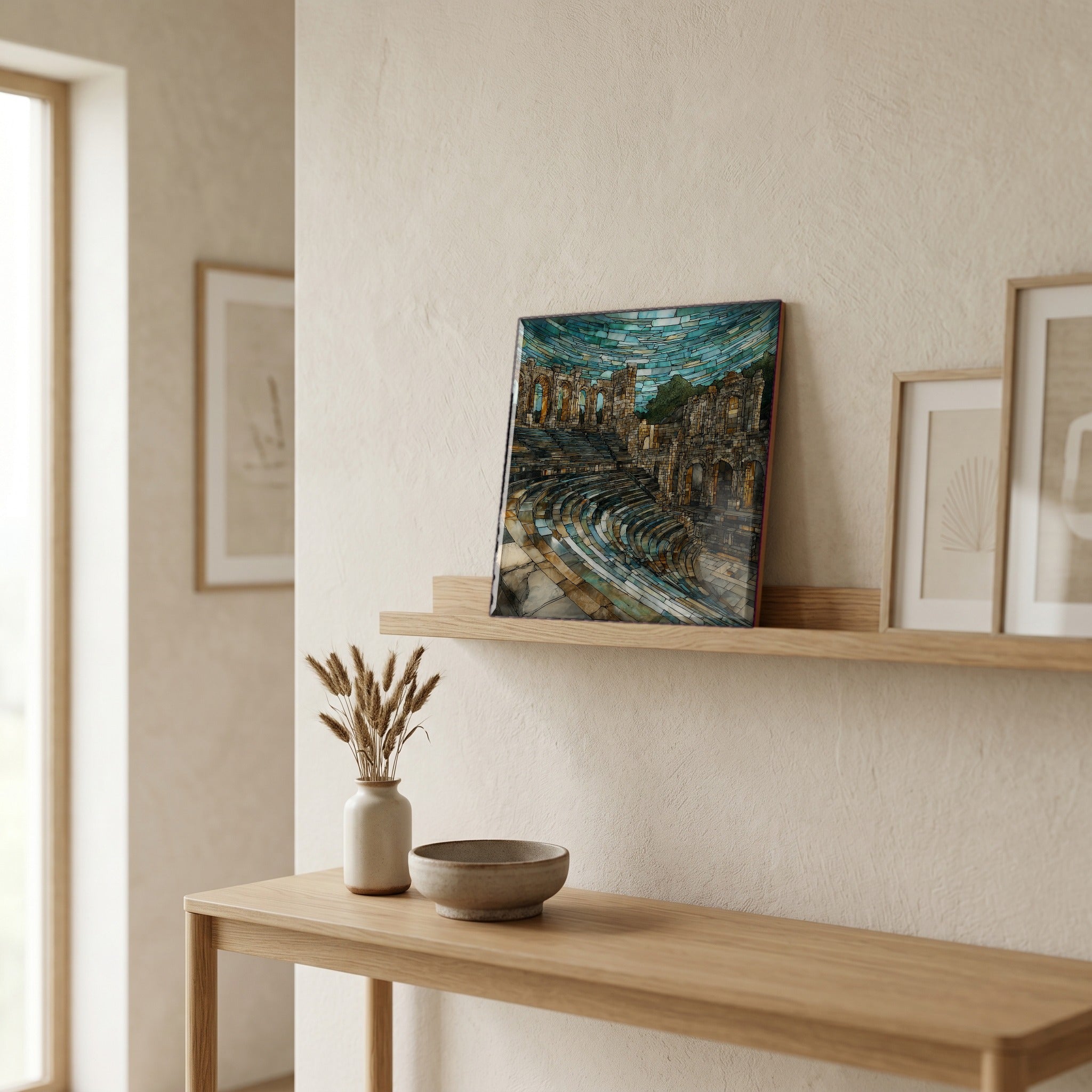 In the entryway, first thing you see.