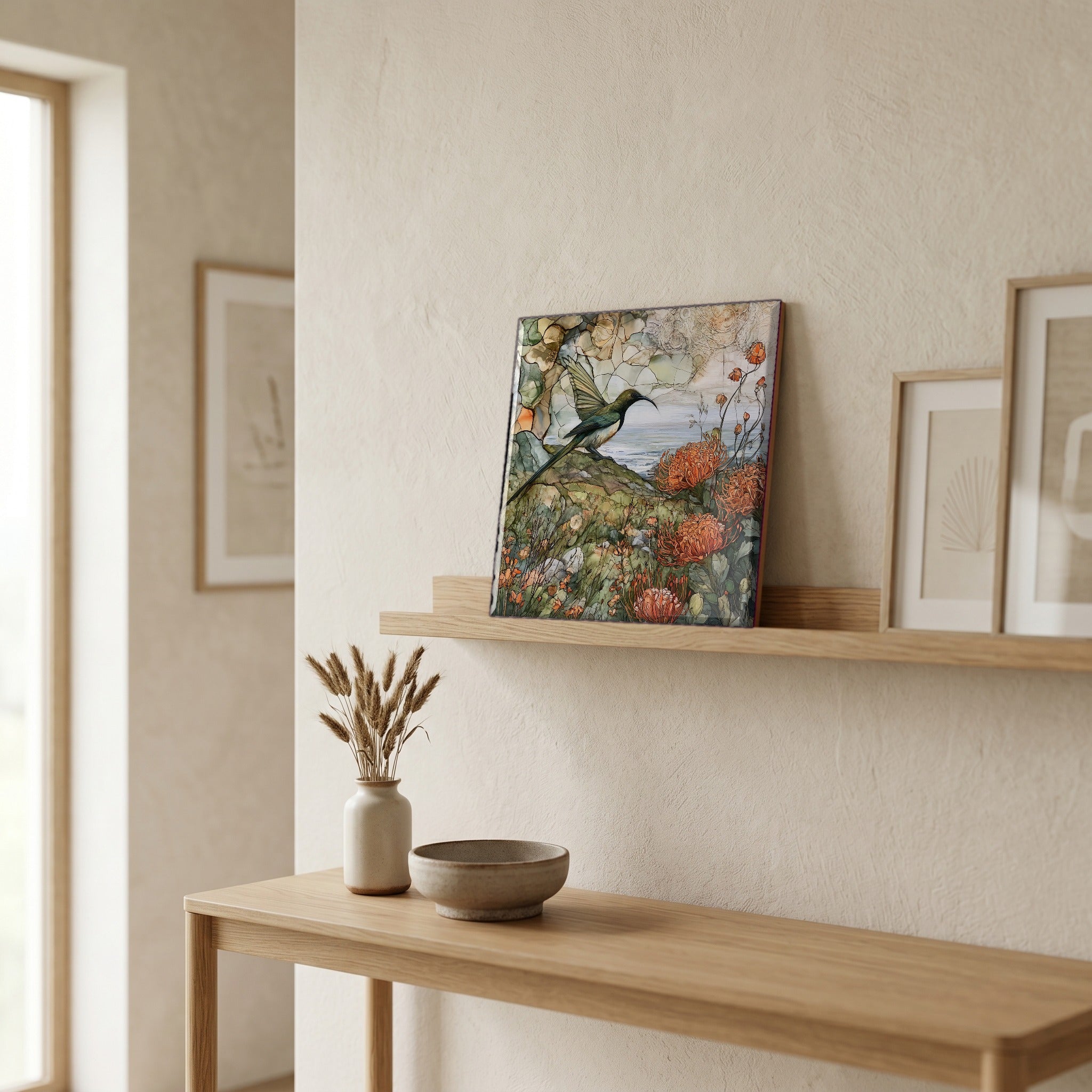 In the entryway, first thing you see.