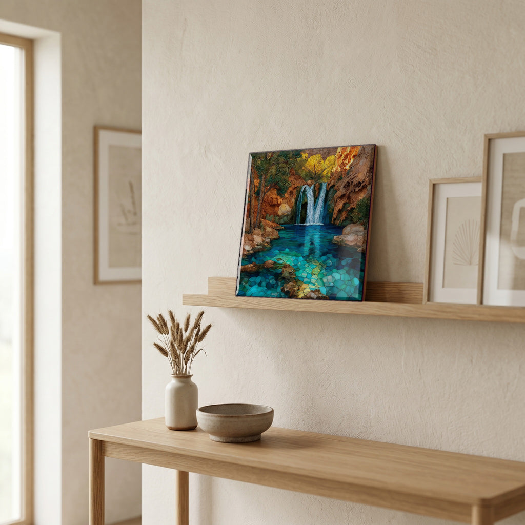 In the entryway, first thing you see.