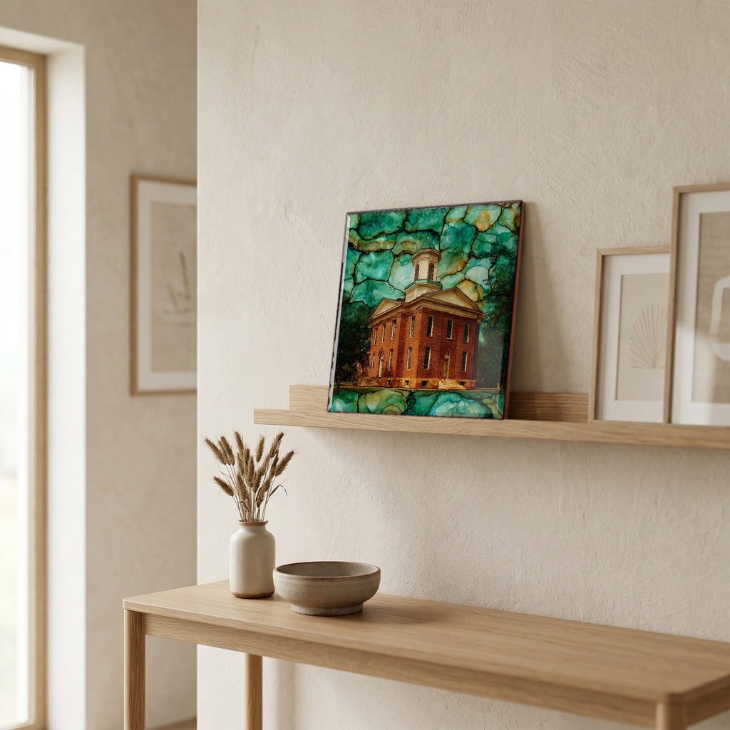 In the entryway, first thing you see.