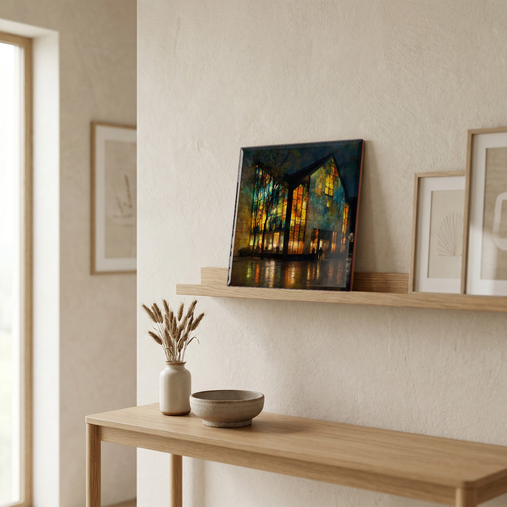 In the entryway, first thing you see.