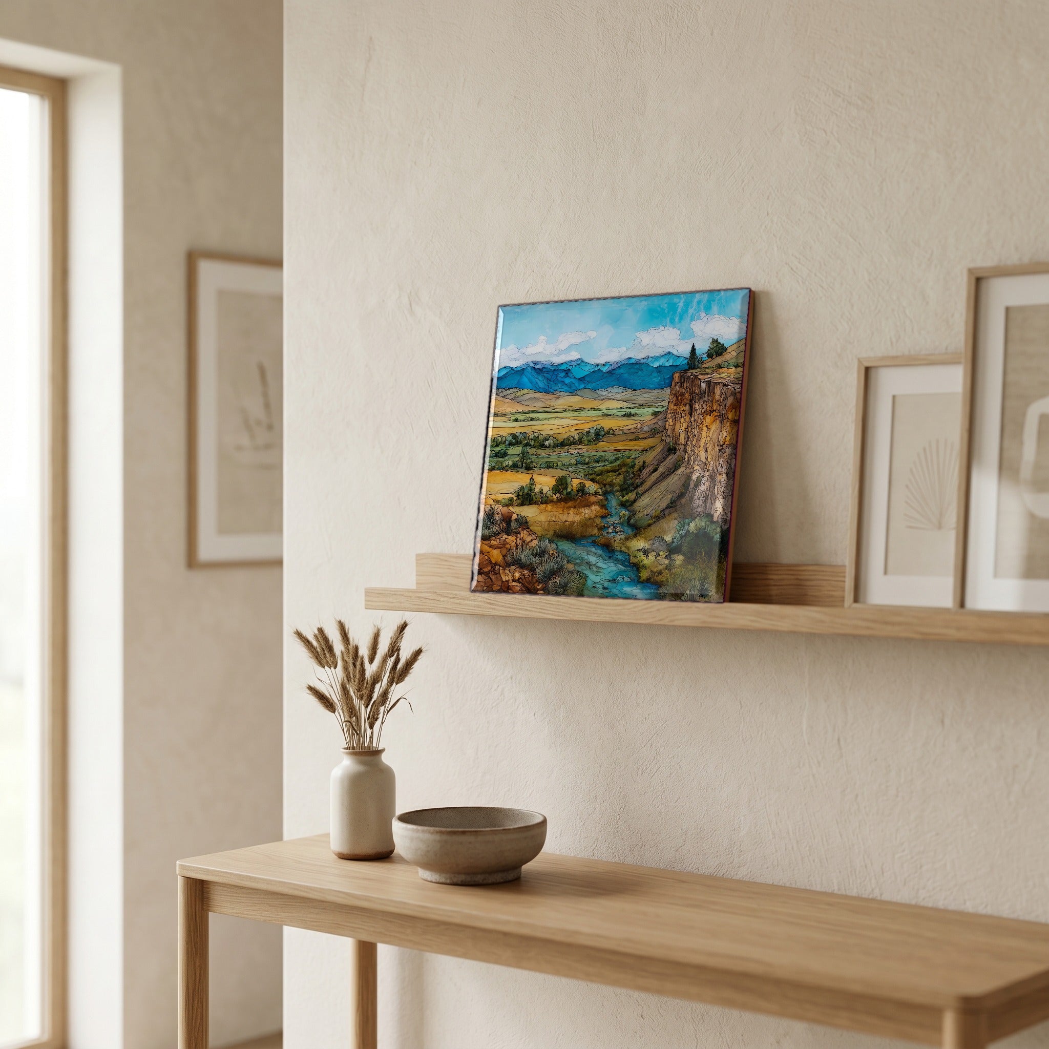 In the entryway, first thing you see.