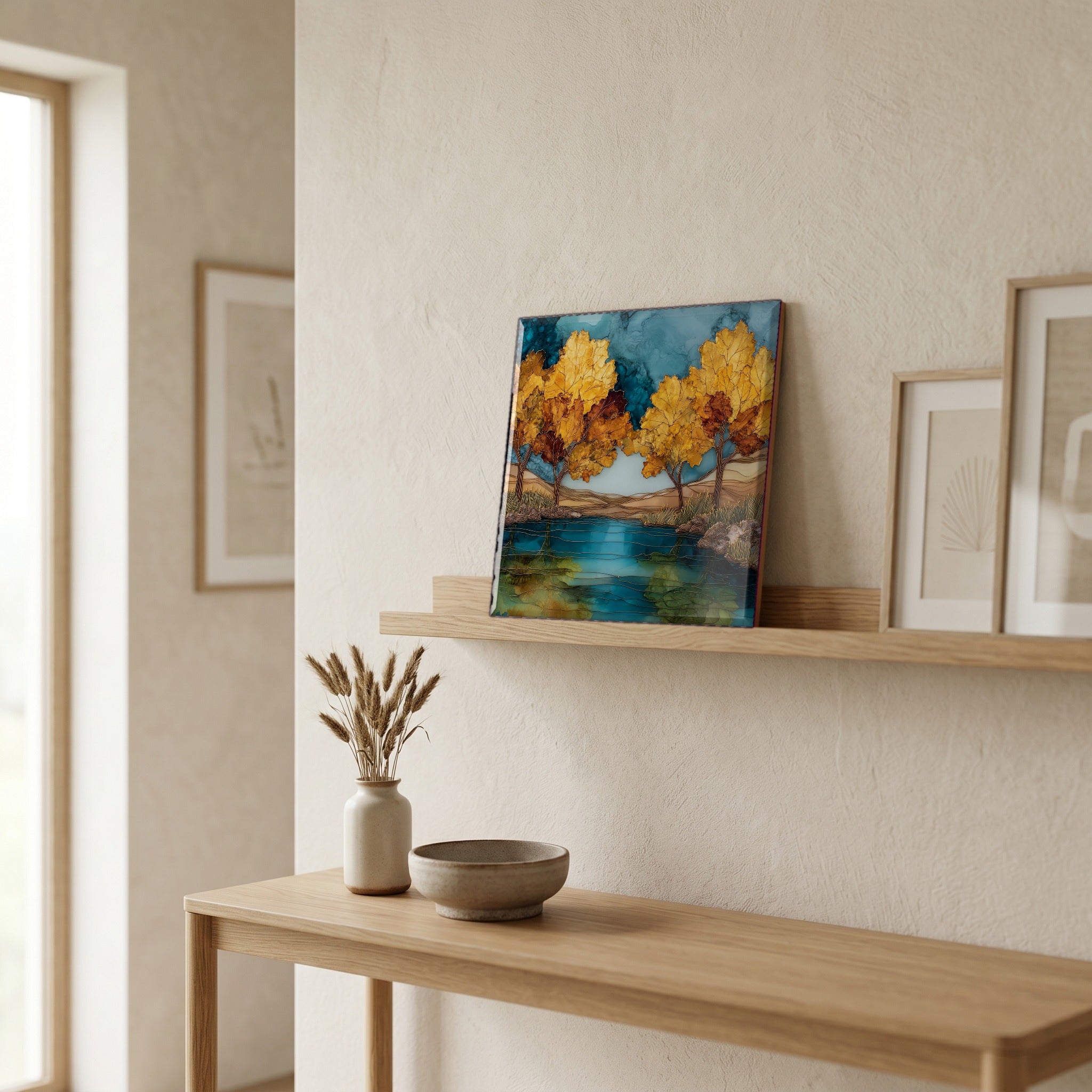 In the entryway, first thing you see.