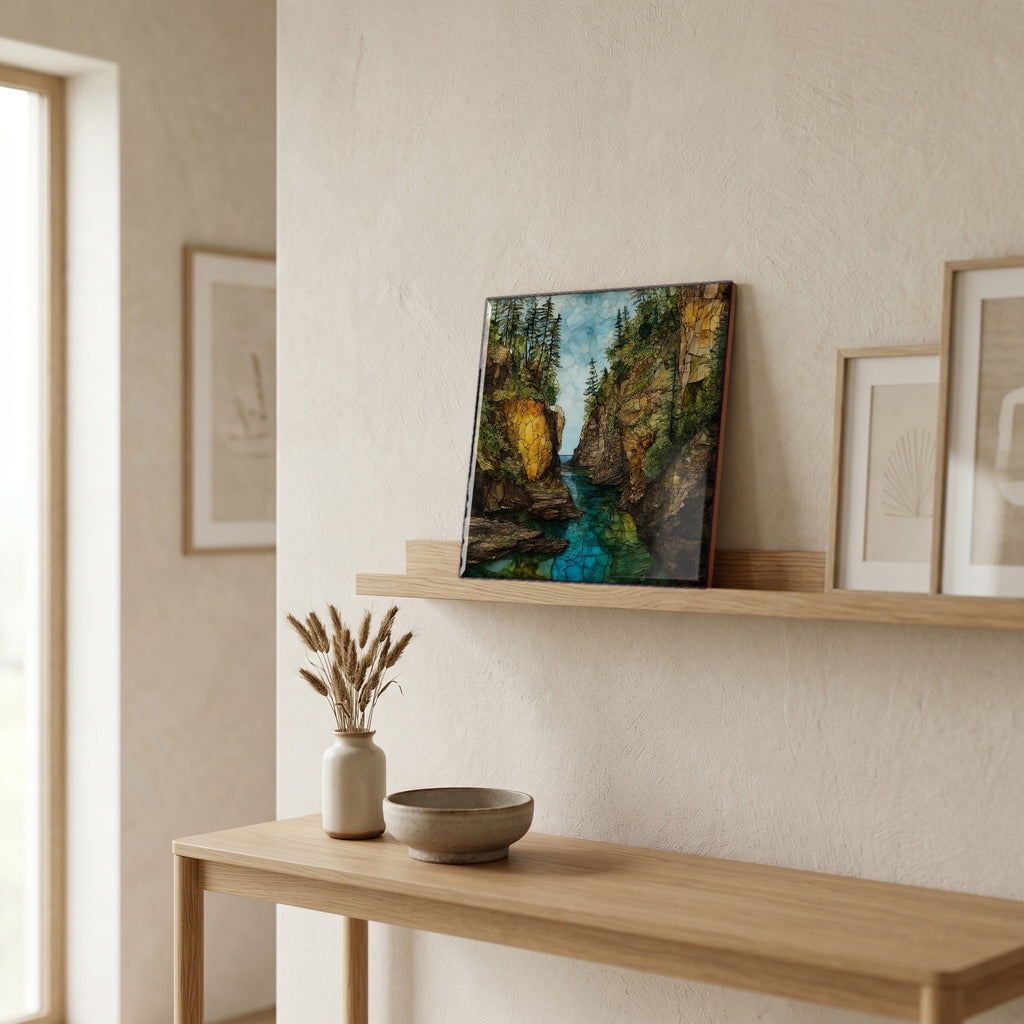 In the entryway, first thing you see.