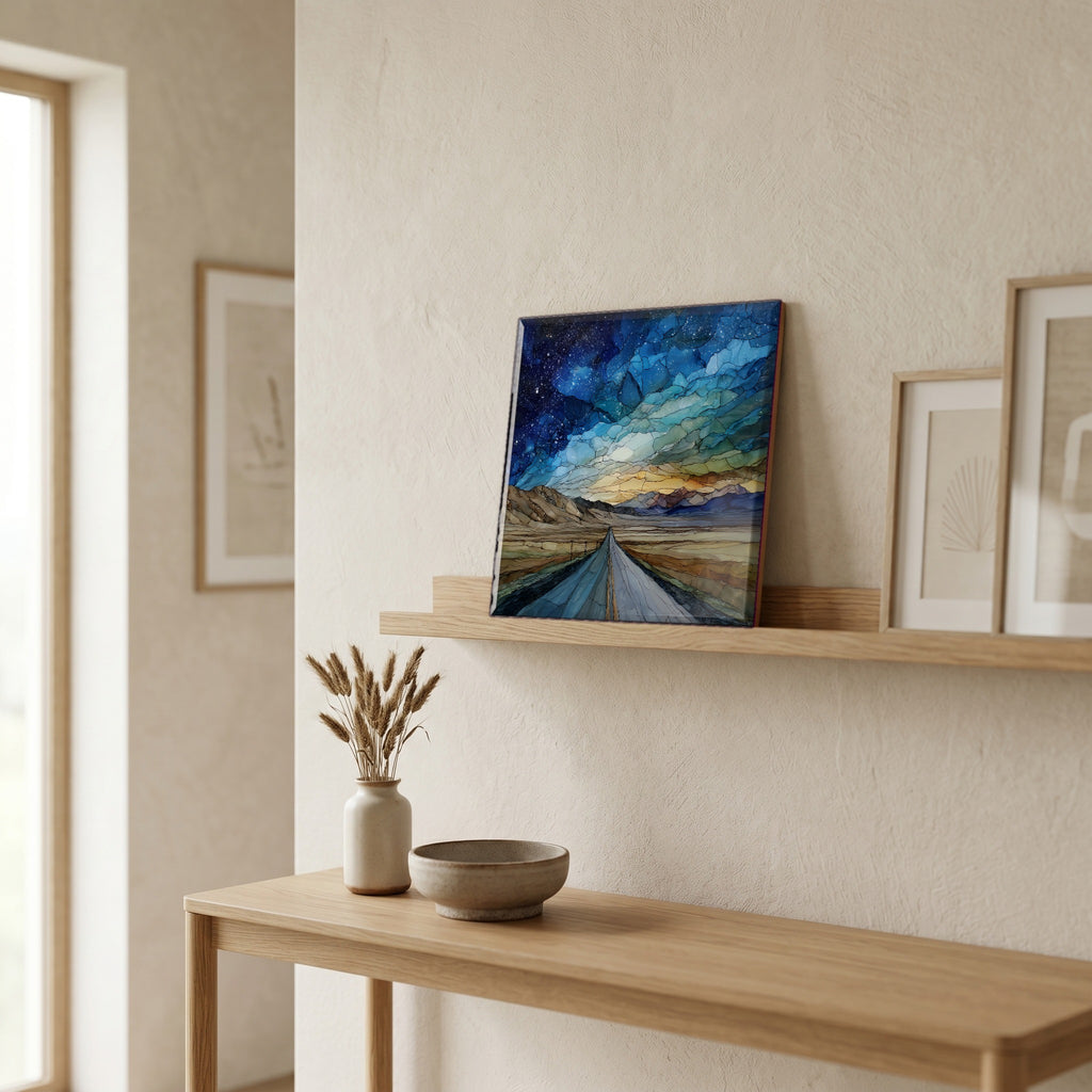 In the entryway, first thing you see.