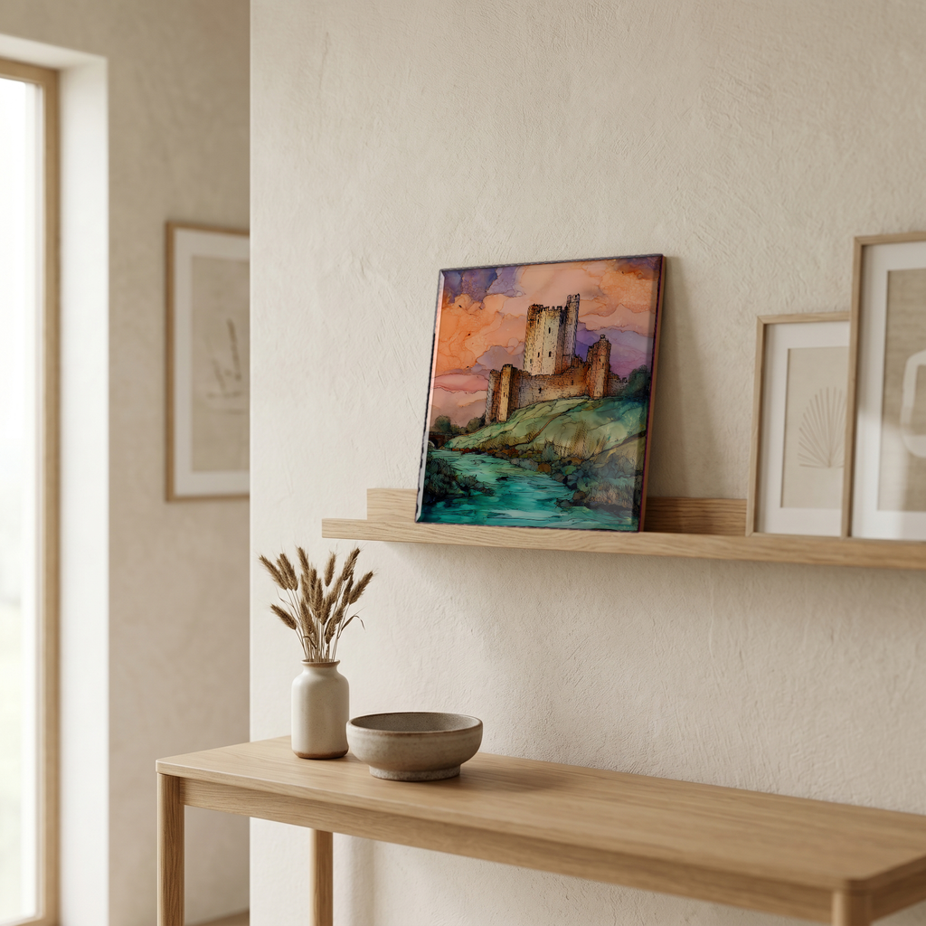 On a picture ledge, where the light comes in.