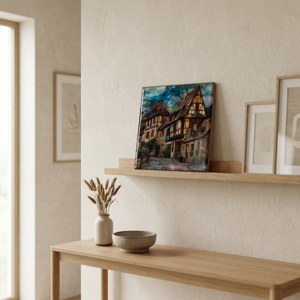 In the entryway, first thing you see.