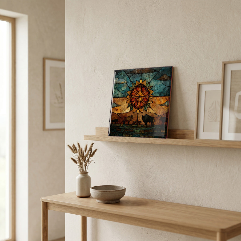 In the entryway, first thing you see.