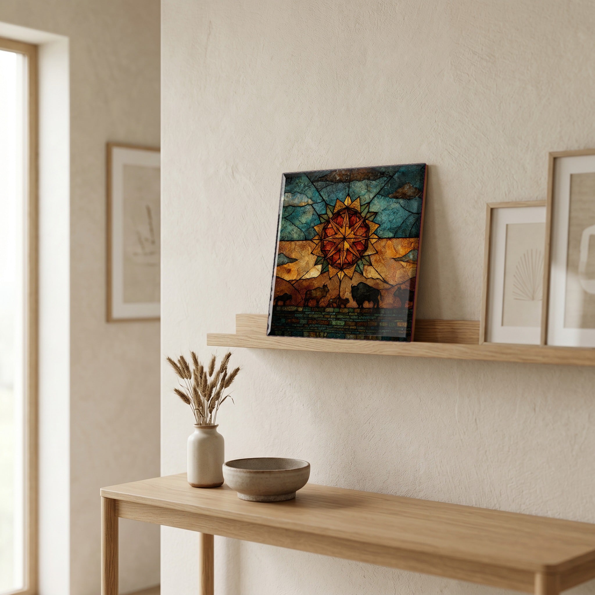 In the entryway, first thing you see.