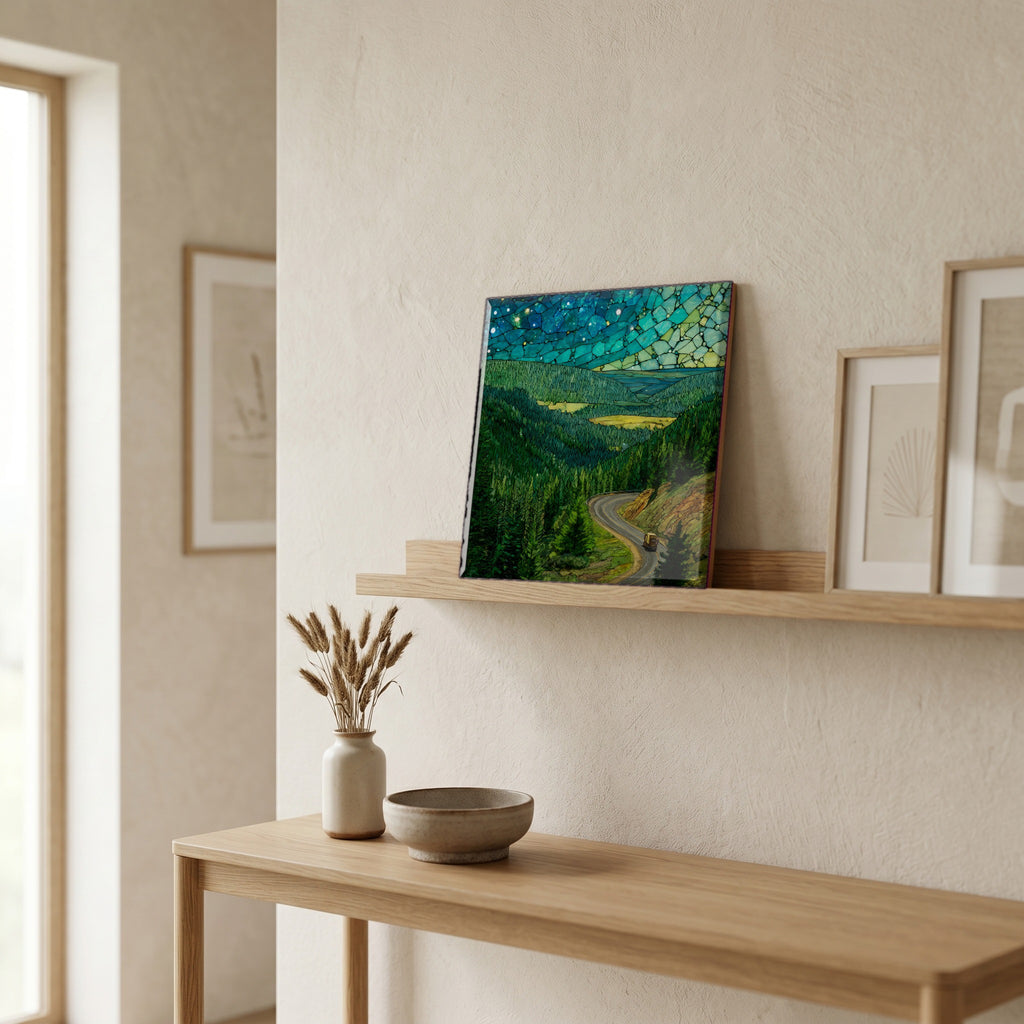 In the entryway, first thing you see.