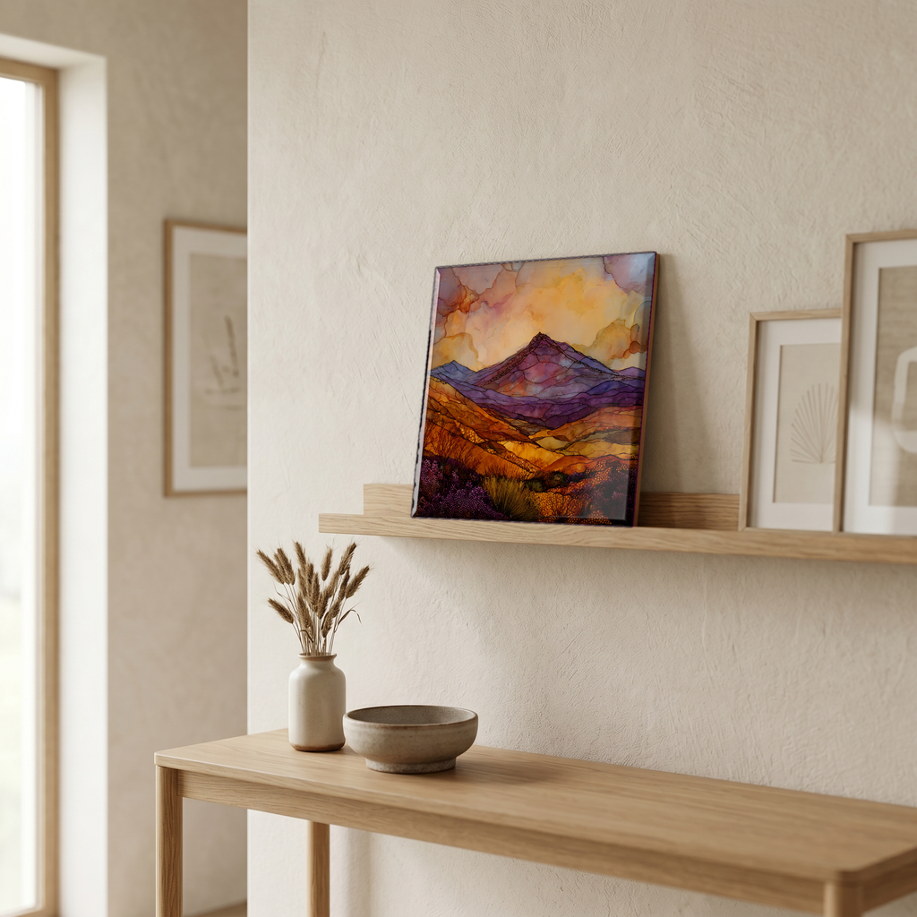 On a picture ledge, where the light comes in.